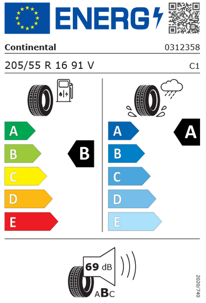 205/55R16 91V UltraContact FR Continental