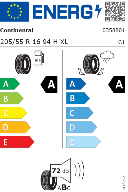 205/55R16 94H EcoContact 6 XL Continental