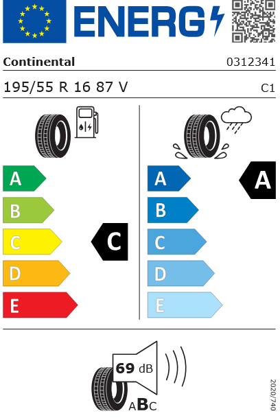 195/55R16 87V UltraContact FR Continental
