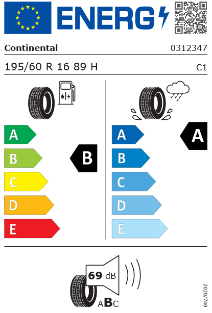 195/60R16 89H UltraContact FR Continental