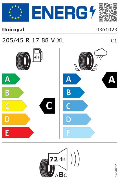 205/45R17 88V RainSport 5 FR XL Uniroyal